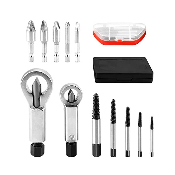 Screw Extractor Set, Screw Remover, 12-Piece Nut Splitter Kit Set,
