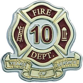 10 Years of Service Lapel Pin Award Fire Department Firefighter Recognition - A 146