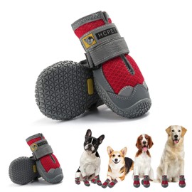 Hcpet Dog Boots Paw Protector, Anti-Slip Breathable Dog Shoes for Small Medium Large Dogs, Puppy Booties with Reflective Straps 4Pcs