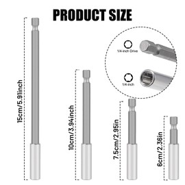 LFCFBH 4 PCS Magnetic Bit Holder for Impact Driver, Drill Bit Extension for Electric Screwdrivers Drills and Bits(60, 75, 100, 150 mm)