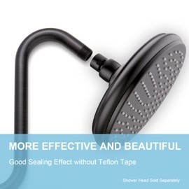 OFFO - Brazo de extensión de cabezal de ducha de 8 pulgadas, bronce aceitado en forma de S con brida de altura alta, cuello de ganso y brazo de ducha