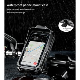 Kewig Bike Phone Mount Waterproof, Bicycle Phone Mount Holder Pouch with Sun Visor & Touch-Screen, Handlebar Phone Mount with 360 Rotation Bike Phone Holder Suitable for 4.0'' - 6.7'' Cellphones