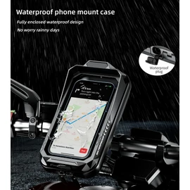 Kewig Bike Phone Mount Waterproof, Bicycle Phone Mount Holder Pouch with Sun Visor & Touch-Screen, Handlebar Phone Mount with 360 Rotation Bike Phone Holder Suitable for 4.0'' - 6.7'' Cellphones