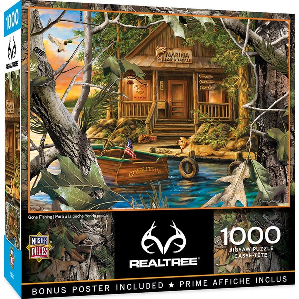 MasterPieces 1000 Piece Jigsaw Puzzle For Adults, Family, Or Kids - Gone Fishing - 19.25"x26.75"