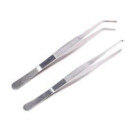 2pcs Stainless Steel Tweezers All-Purpose Forceps Professional Tweezers Tongs and Comfortable Ridged Handle Feeding Straight Tweezer for Aquatic Pets or Corals Crafting Cooking Repairing