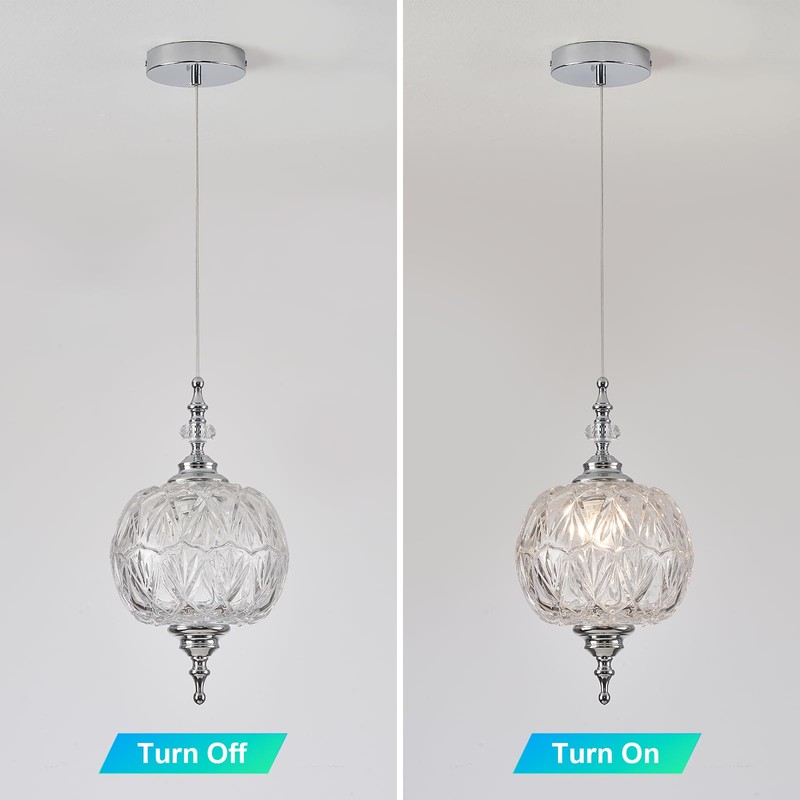 TLOLGT Modern Chrome Pendant Light Fixtures 8.3" Pendant Lighting for