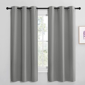 NICETOWN NICETOWN Thermal Insulated Grommet Blackout Curtains, Kids Window Drape Panel for Nursery, Privacy Short Curtains (Silver Grey, 2 Panels, W42 x L68 -Inch)