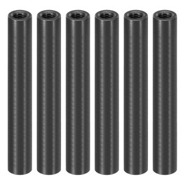 PATIKIL 6pcs M3 Metal Threaded Standoff Spacer Nuts, Round Aluminum Spacers Female Coupling Screws, 1/8" ID x 3/16" OD, Black, (37mm L)