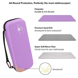 Estuche de transporte para estetoscopio Opoway, estuche duro para estetoscopio compatible con 3M Littmann Classic III, diagnóstico Cardiology IV, estetoscopios MDF Acoustica y otros accesorios para