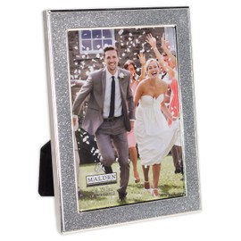 Malden International Designs 4x6 Silver Glitter Metal Picture Frame