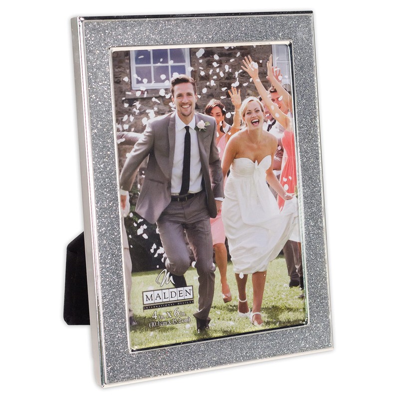 Malden International Designs 4x6 Silver Glitter Metal Picture Frame