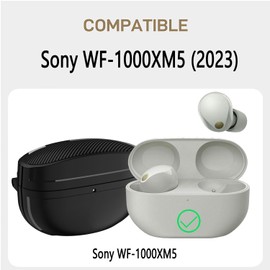 SKTDWEI - Funda protectora compatible con auriculares Sony WF-1000XM5 (2023) con LED frontal visible de cuerpo completo TPU militar duro carcasa protectora con llavero y cordón (azul)