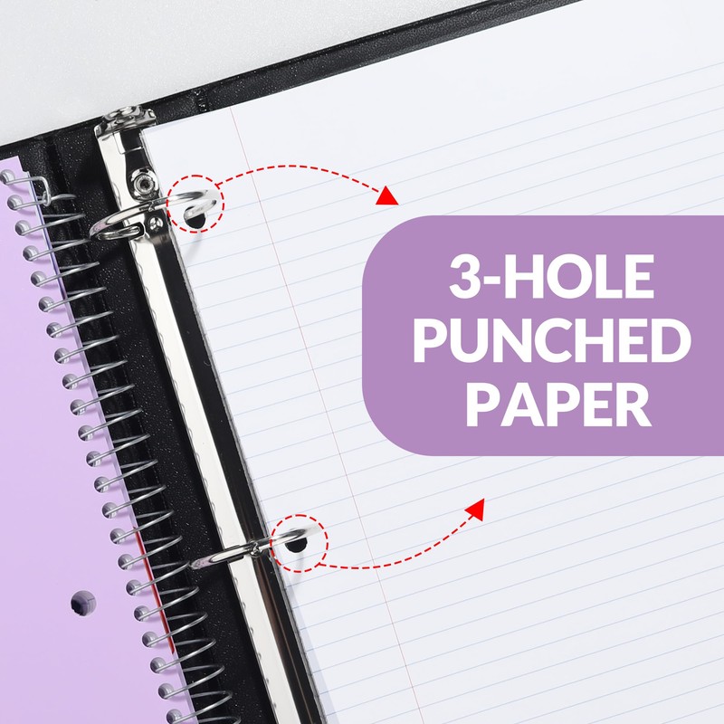 SUNEE 5 Subject Notebook College Ruled - 400 Pages, 9"x11",