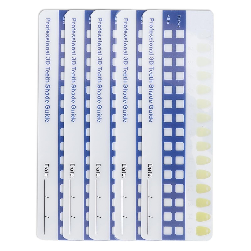 5pcs Teeth Whitening Shade Guide, Tooth Shade Chart Comparing Card,