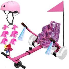 Reliable1st Hoverboard Go Kart Seat Attachment for All Ages | Adjustable Hoverboard Accessories Compatible with 6.5” 8” 8.5” 10” Two Wheel Self Balancing Scooter | Adjustable Frame Length | Pink