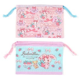 Sanrio Bonbon Lunch Drawstring Bag, Set of 2 (Strawberry)