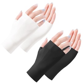 JEYORZY 2 Pairs of Sun Protection Fingerless Gloves, Fingerless Gloves, Sun Protection Driving Gloves, Elastic Half Finger Short Gloves, Suitable for Sun Protection When Going Out, for Outdoor Use