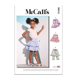 McCall's Children's Skorts Sewing Pattern Kit, Design Code M8316, Sizes 2-3-4-5-6, Multicolor