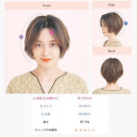 LINEASTORIA Full Wig, 5 Colors, Size M, Reve Short (Milky Mocha Brown Pudding)