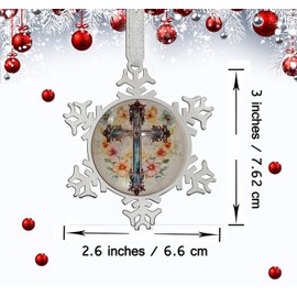 XUTAI Christ Christia Cross on Floral Snowflakes Christmas Ornaments Snowflake Ornament Christmas Tree Ornaments Christmas Metal Glass Holidays Hanging Ornaments Decor