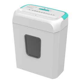 Bonsaii High Security Shredding Paper Shredder, 6-Sheet Cross-Cut, Credit Card Shredder, Home Office, Handle for Document, Mail, Staple, 3.4 Gal Wastebasket, White & Blue(C237-B)