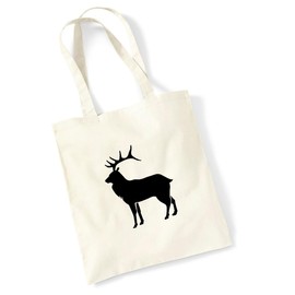 Huuraa Jute Bag Deer Silhouette Bag Cotton 10 Litres Size with Motif for All Animal Lovers Gift Idea for Friends and Family, natural