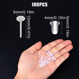 KINBOM 100pairs Plastic Transparent Earrings, Earring Protectors Invisible Plastic Earrings Plastic Post Earrings Clear Stud Earrings Clear Earrings for Sports Women Men Earring DIY,5mm Flat-Headed