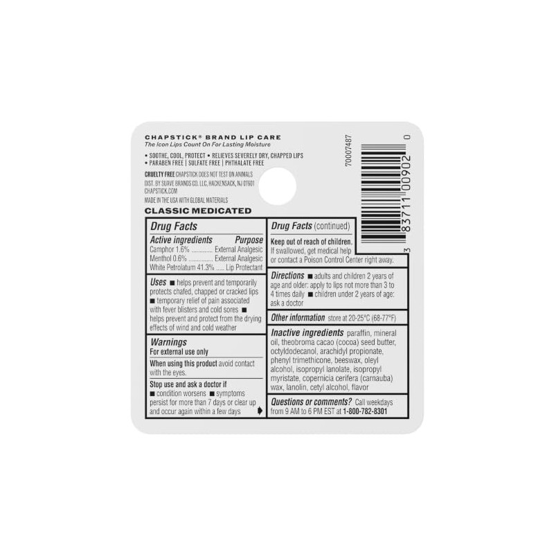 ChapStick Classic Tubos de bálsamo labial medicado, tratamiento de labios