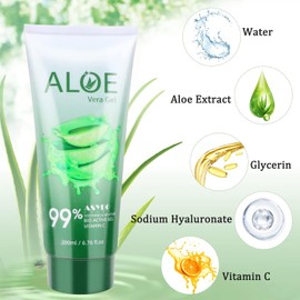 200X2 Ml Gel De Aloe Vera — 99% Orgánico Puro Aloe Vera Hidratante Facial Y Corporal Hidratante, Crema De Aloe Natural Para Piel Seca, Quemaduras Solares, Acné, Calmante E Hid