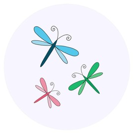 24 x 40mm Round 'Scribbled Dragonflies' Stickers (SK00068816)