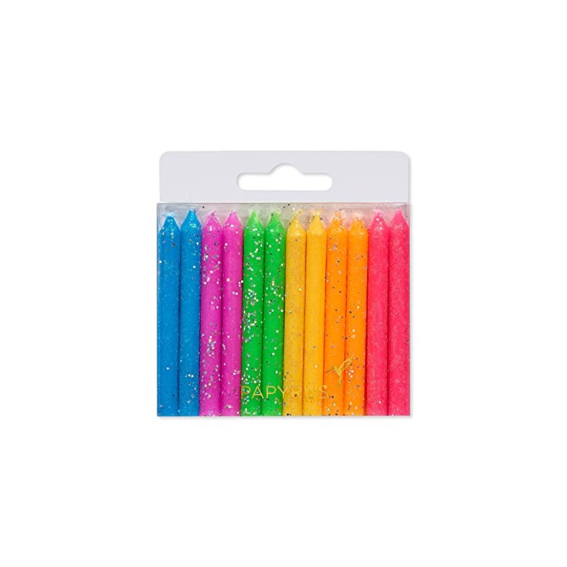 Papyrus Birthday Candles, Neon Glitter (24-Count)