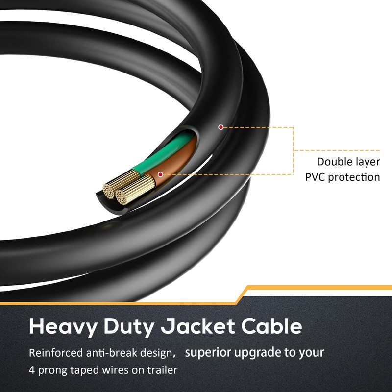 4 Pin 5 Wire Trailer Wiring Harness 26FT with Jacketed