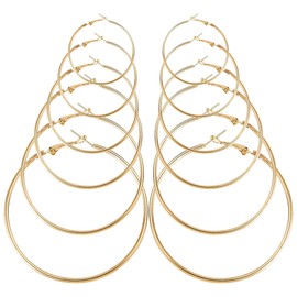 CWVHQ 6 Pairs Gold Hoop Earrings Set Stainless Steel Rounded Small Hoop Earrings Stainless Steel Gold Hoops Silver Hoop Earrings for Women (gold)