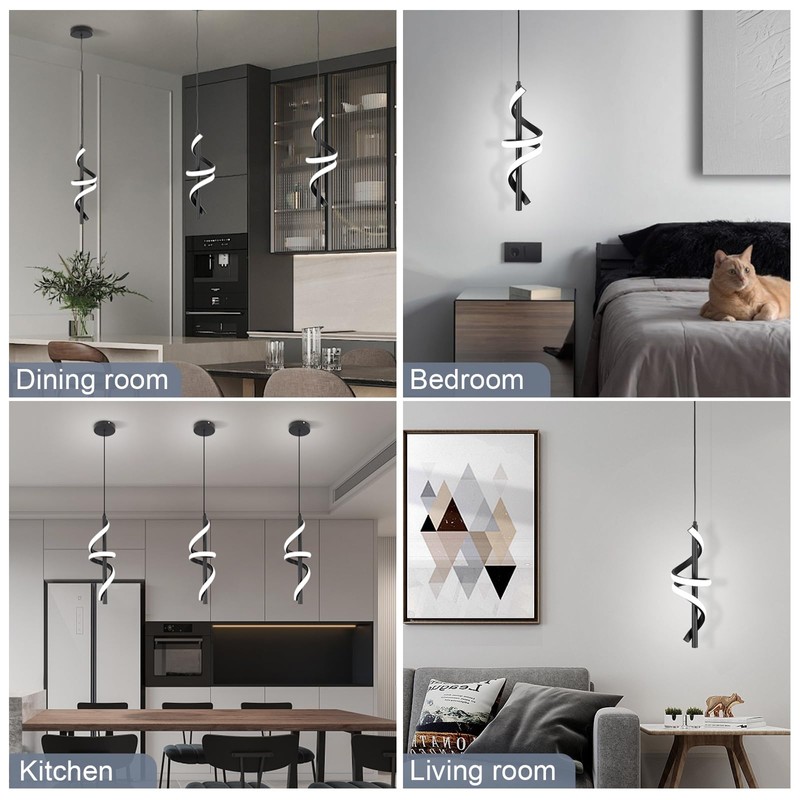 Vloitgol Spiral Led Pendant Light Fixtures, 5500K Cold White Modern