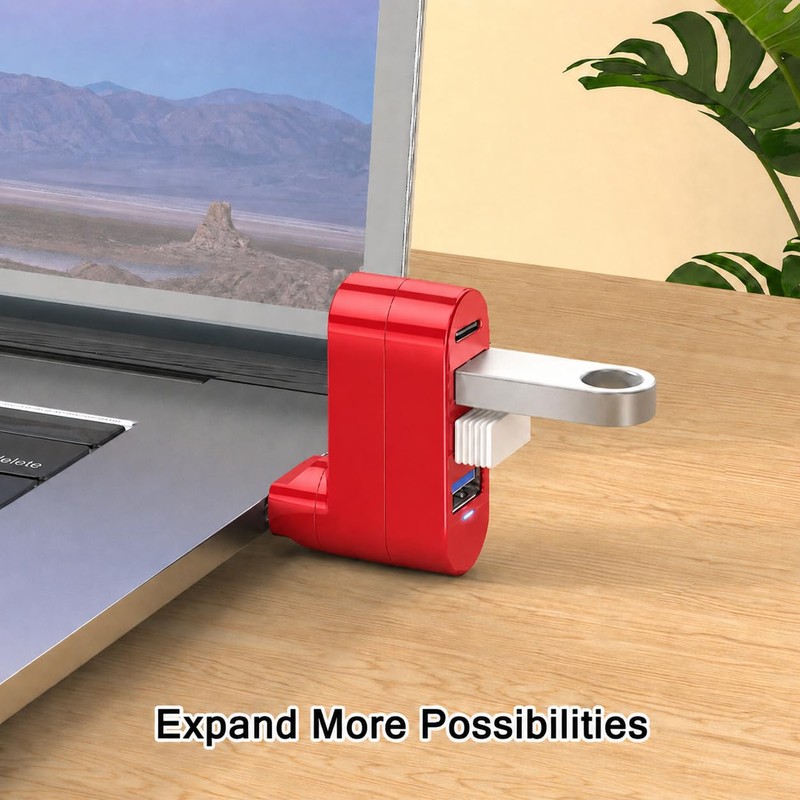 VIENON 4-Port USB C Hub [90°/180° Degree Rotatable], USB C