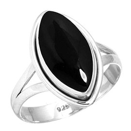 Jeweloporium Natural Black Onyx 925 Silver Ring for Women Stone Cocktail Silver Ring Size K Victorian Jewelry