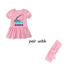 YSCULBUTOL Baby Twins Bodysuit Daddy's Fishing Buddy Newborn Girl Dress Toddler Outfits Sister Skirted Infant Romper(pink 6m)