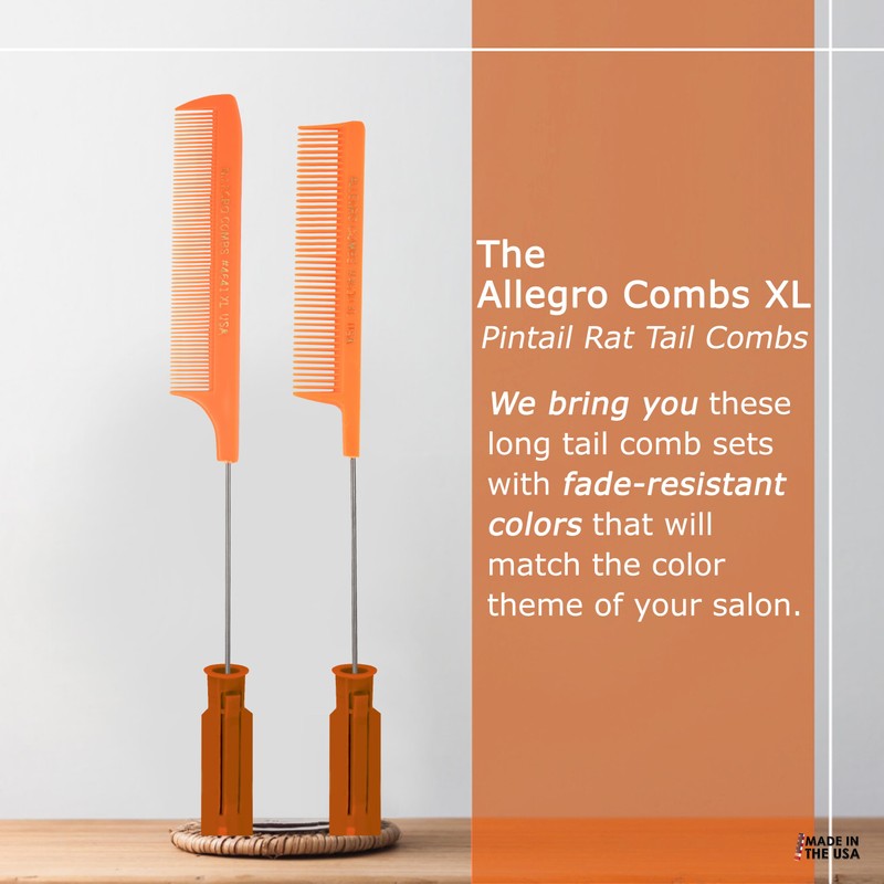 Allegro Combs XL Pintail Rat Tail Combs Parting Combs Metal