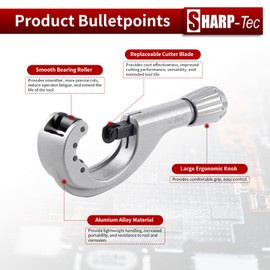 Sharp-tec 6-67mm Pipe Cutter, Adjustable Tube Cutter with Aluminum Alloy Body, Heavy-Duty Pipe Cutting Tool for Copper, Brass, PVC, Aluminum
