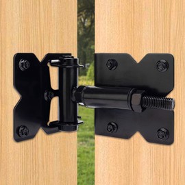 Heavy Duty Self Closing Gate Hinges for Wooden Fences Gates, 90 Degree Adjustable Gate Door Hinges Hardware Kit for Fence Gate, Vinyl gate, Pool gate and Outdoor Gates, 2 Pack, Black Finish