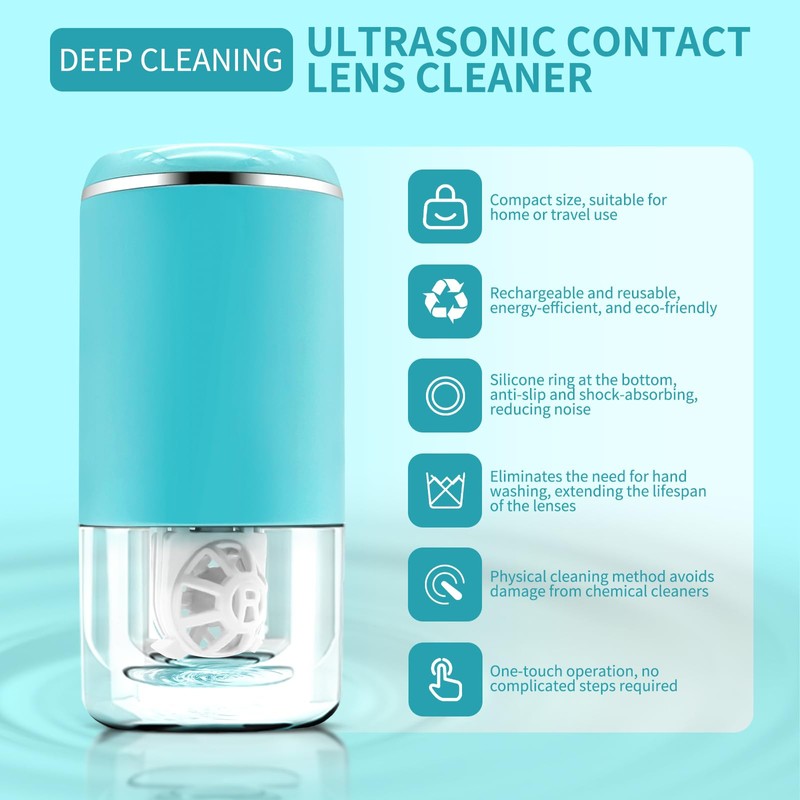 LADYPONYCSC Contact Lens Cleaner Machine, Portable Ultrasonic Soft & Colored