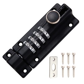 NIVAOBI Combination Locking Bolt 4 Digit Sliding Lockable Padbolt 120mm Heavy Duty Stainless Steel Sliding Gate Lock with Anti-Tamper Screws Security Keyless Latch Bolt Lock for Sheds Cabinet