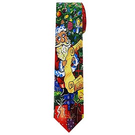 Jerry Garcia Men's Surprise Package Christmas Santa Claus Reading List Regular Neck Tie