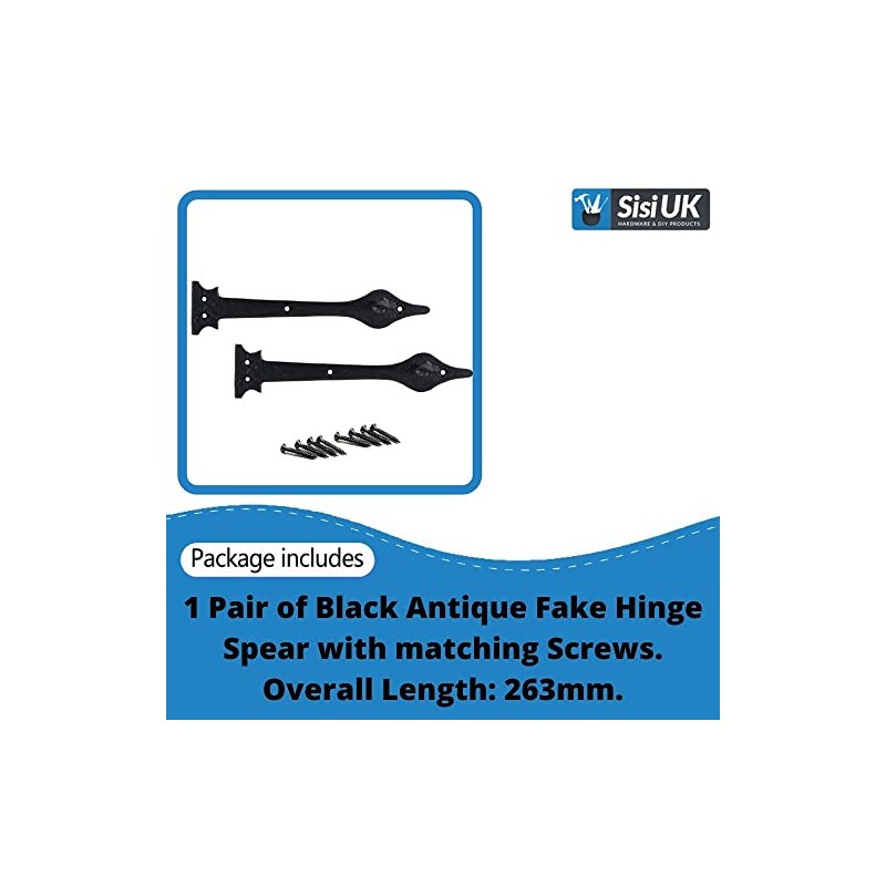 Black Antique Fake Hinge Spear Head Cast Iron Decorative Hinge