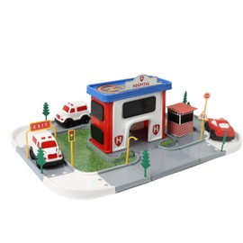 DIVCHI Hospital Building Playsets Pretend Role Play Toys Kids Playset Toys with Ambulance & Play Accessory Vehicles for 3 Years and Up