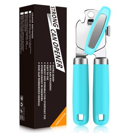 OGIMA Can Opener Manual, Stainless Steel Tin Openers, Effortlessly Open Cans with Heavy-Duty Manual Can Opener - Smooth Edges and Comfortable Grip for Arthritis and Weak Hands (Turquoise)
