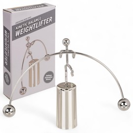 MIJOMA Kinetic Balance Toy Weightlifter - Stress Relief & Desk Decoration 16 x 11 cm Silver