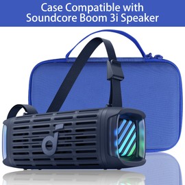 co2CREA Hard Travel Case for Soundcore Boom 3i Speaker, Waterproof Shockproof Protective Storage Bag with Handle and Mesh Pocket, Blue Case