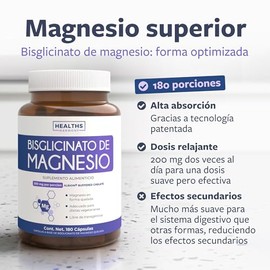 Magnesio Bisglicinato Quelado 200 mg, Cápsulas Veganas, 180 Cápsulas