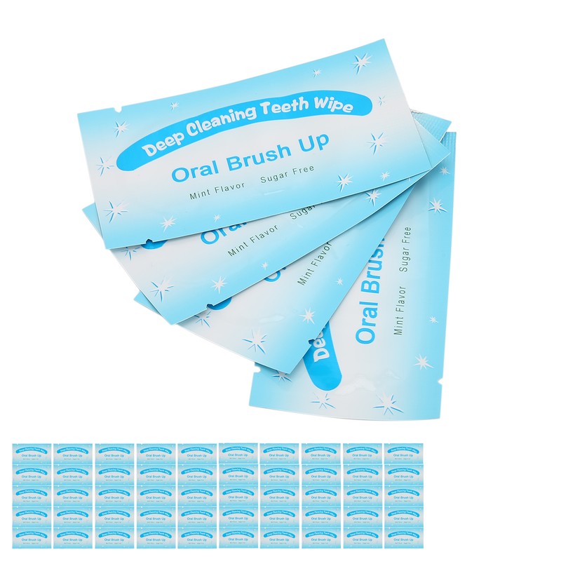 50pcs Disposable Finger Teeth Wipes Travel Portable Cleaning Dirt Removal